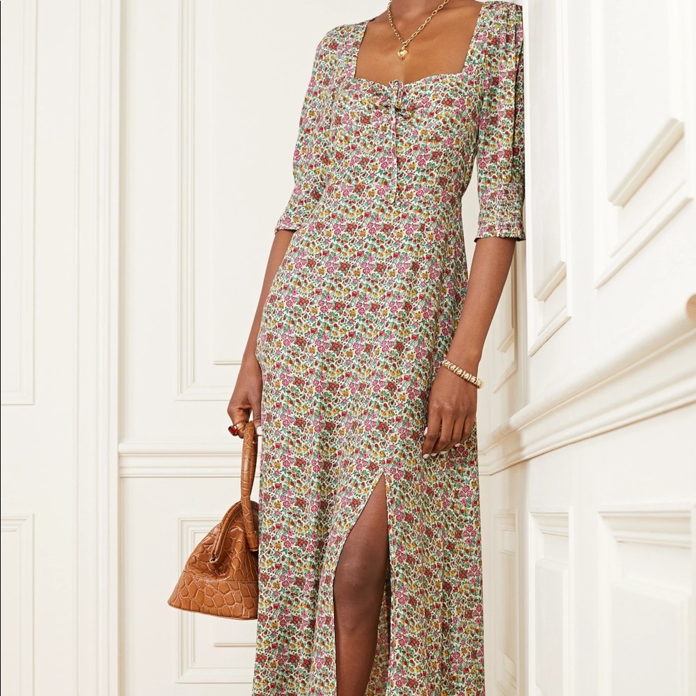 RIXO Naomi Floral Print Georgette Midi Dress XS